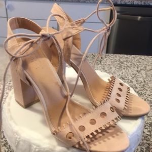 Loft nude suede sandals with ankle straps